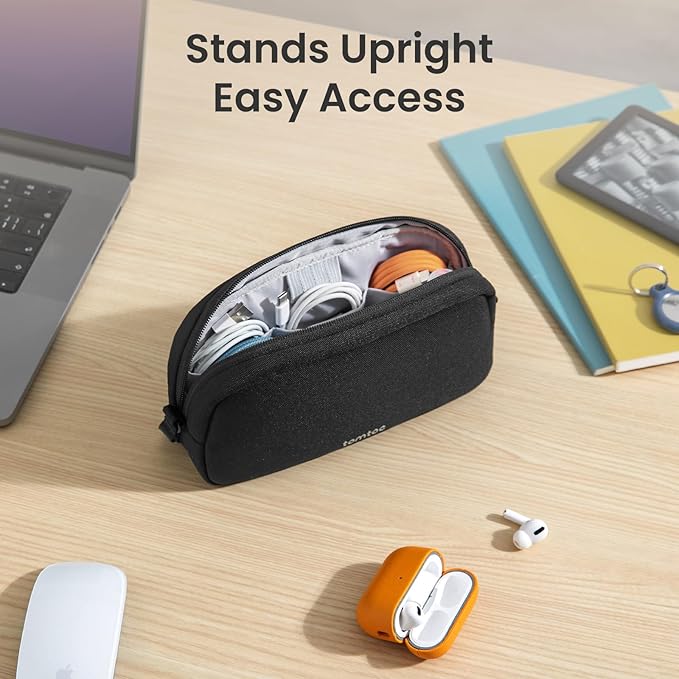 tomtoc Electronics Organizer Travel Case, Water Resistant Travel Bag Cable Organizer for Essentials, Tech Pouch Accessories Carry Storage for Cord, Phone, Cables, Airpods, USB Flash Drive, Daily Items