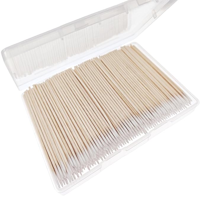 400pcs Pointed Cotton Swabs, 4 inch Precision Microblading Cotton Swab Cotton Sticks Applicator for Eyebrow Tattoo Beauty Make-up Nail Clean, Wood Handle Pointed Tip Head