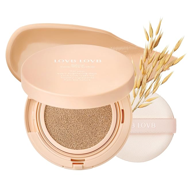 Natural Cover Glow Cushion Foundation | Satin Radiant Finish | Korean Foundation Makeup | Long-Lasting Natural Coverage | for All Skin Types 0.42 oz. (23N Natural Beige)