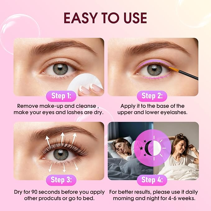 Lash Serum for Eyelash Growth: Premium Eyelash Growth Serum with Advanced Formula to Boost Longer Fuller and Thicker Lashes and Eyebrows - Gentle & Vegan for Sensitive Eyes (5 mL)