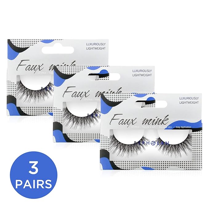 Lashes Natural Look False Eyelashes - Bepholan Fake Eyelashes 3D Super Fluffy False Lashes Clear Band Wispy Lashes 3-Pack Faux Mink Lashes(XMZ24)