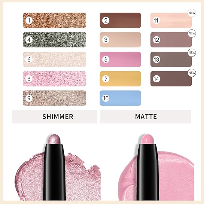 Erinde Waterproof Eyeshadow Stick, Cream Eye Shadow Stick, Long-Lasting, Crease-Proof, Cream to Powder Buildable & Blendable Eye Shadow Pencils Crayon, Vegan & Cruelty-Free, 01 Caramel