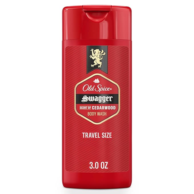 Old Spice Refreshing Body Wash for Men, 3X Defense, 24/7 Shower Fresh with Long Lasting Scent, Travel Size, Red Collection, Swagger with Cedarwood Scent, 3 oz