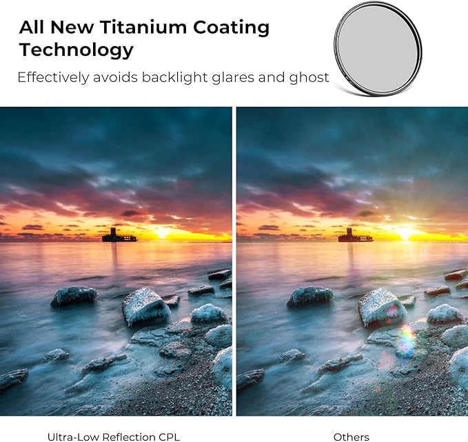 K&F CONCEPT 62mm Ultra-Low Reflectivity Polarizers Filter, 28 Multi-Layer - Image 3