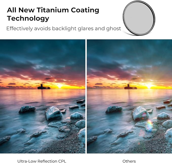 K&F CONCEPT 95mm Ultra-Low Reflectivity Polarizers Filter, 28 Multi-Layer - Image 3
