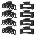 Black Hair Clips for Women -8 Pack 4.3 Inch Large Matte Banana Claw Clips for Women Thin Thick Curly Hair, Big Strong Hold jaw