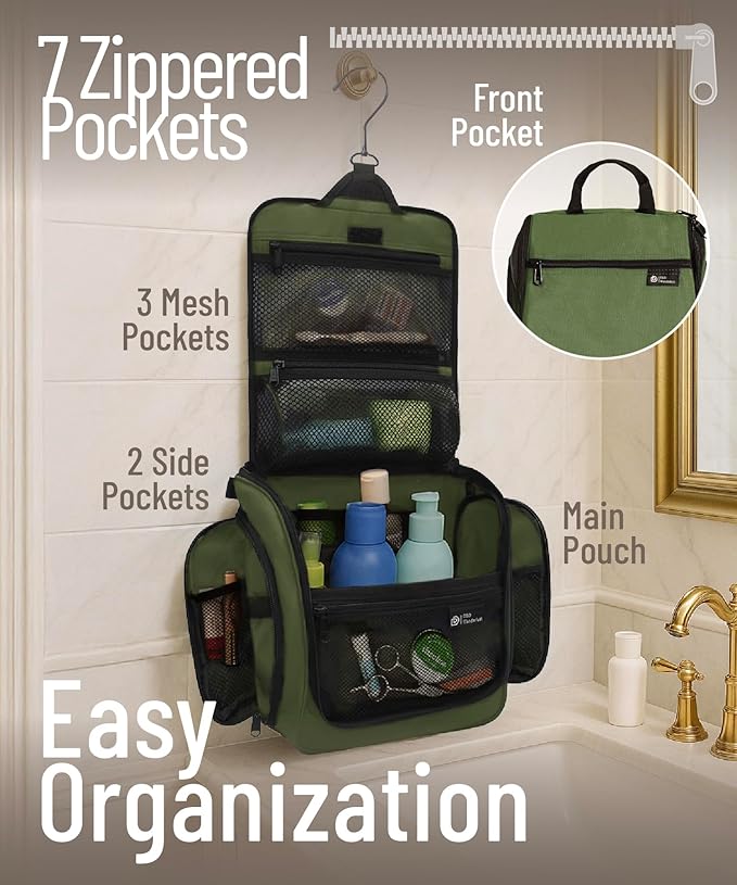DD D&D Wanderlust D&D Hanging Travel Toiletry Bag for Men and Women – Cosmetics, Makeup and Toiletries Organizer Kit with 10 Compartments