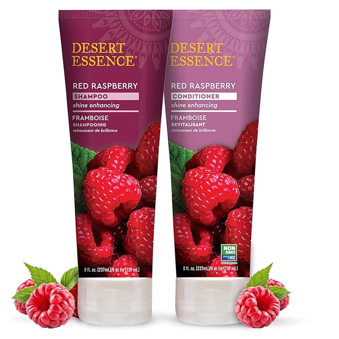 Desert Essence Red Raspberry Conditioner - 8 Fl Ounce - Shine Enhancing - Vitamin A & C - Smooth & Silky - Strengthing - Shea Butter - Calcium & Magnesium - Vitamin B5