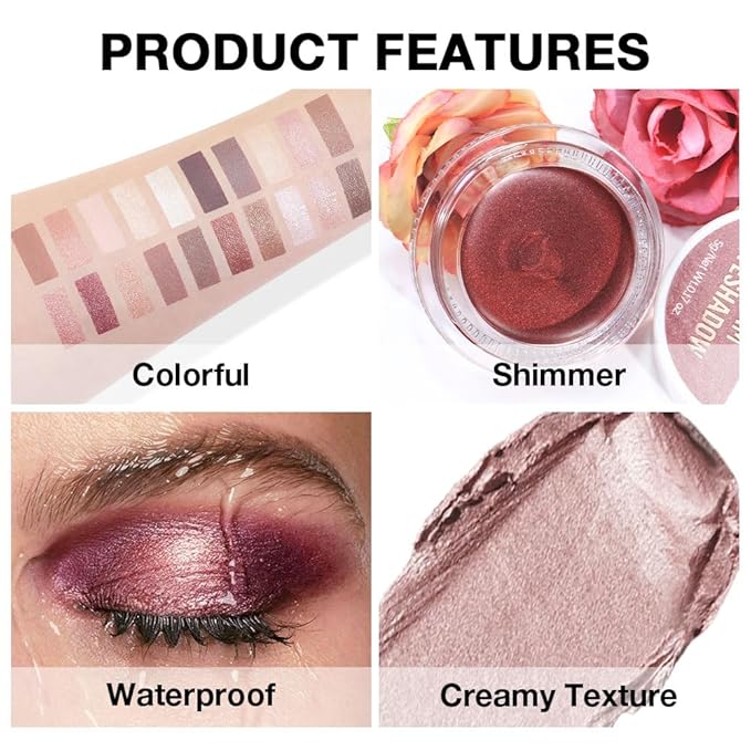 Kaely Single Cream Eyeshadow Pot, Praline Metallic Eye Shadow for Older Women High Pigmented Waterproof, Natural Eyeshadow Palette Makeup Brightener, sombras en crema para ojos, Blendable, 730