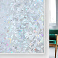 rabbitgoo Window Privacy Film Rainbow Film Decorative Window Sticker, 3D Static Stained Glass Cling Tint for Home Heat Control Non-Adhesive, Grayish Silver, 23.5 x 78.7 inches