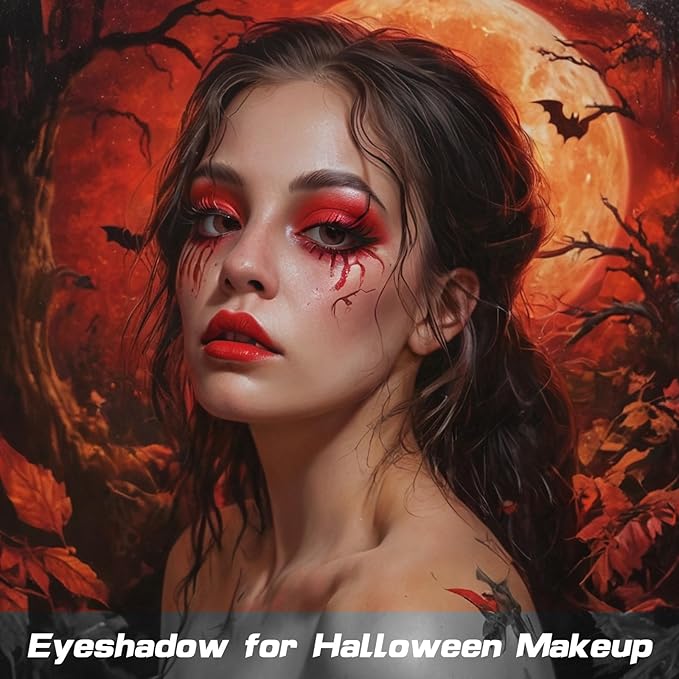 MEICOLY Red Single Eyeshadow with Mirror,Matte Eye Shadow for Halloween Makeup,Pressed Powder Eyeshadow,Matte Shade Eyelid Color Eye Makeup for Women and Girls,High Pigment,Long Wear,Waterproof