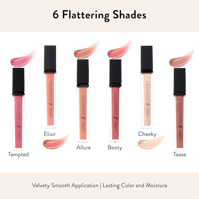 Juwel Cosmetics Luminizing Lip Gloss – Hydrating & Moisturizing for Dry Lips with Beeswax, Castor Oil & Vitamin E, Smooth Finish Tinted Lip Gloss for Women, Vegan, Booty