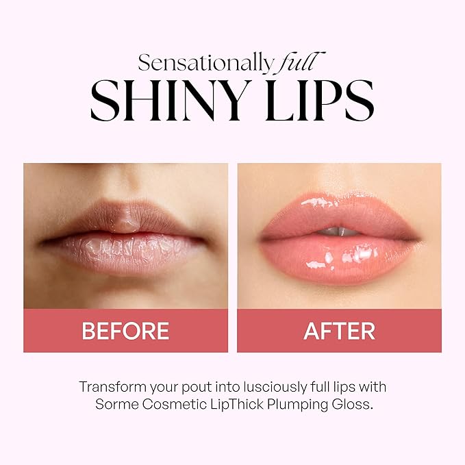 Sorme Lip Thick Plumping Gloss - Hydrating Lip Plumper with Peptides, Aloe & Vitamins - Non-Sticky, High-Shine Lip Gloss for Fuller-Looking Lips - Paraben-Free, Cruelty-Free - 3.1 ml