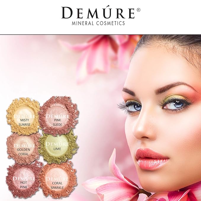 Demure Mineral Make Up (Coral Sparkle) Eye Shadow, Shimmer Eyeshadow, Loose Powder, Glitter Eyeshadow, Eye Makeup, Professional Makeup