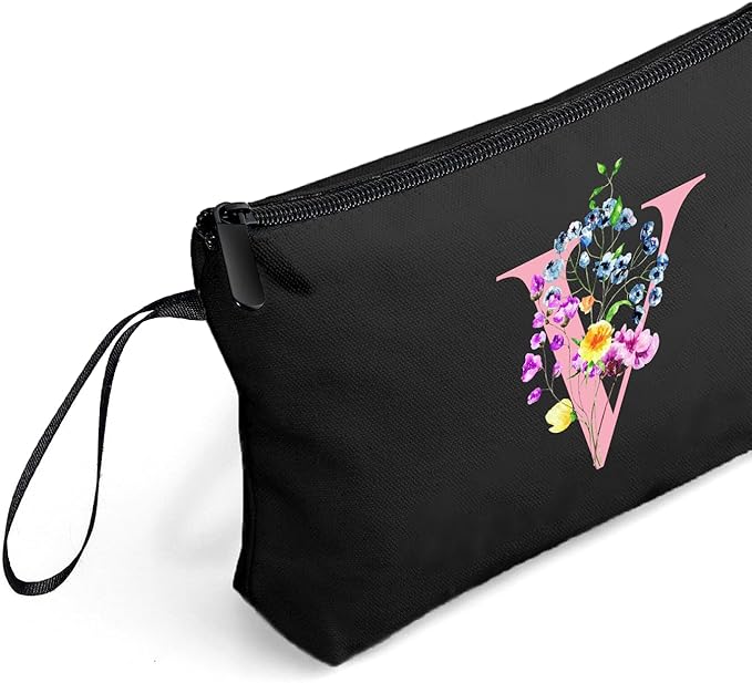 Mom Birthday Thank You Appreciation Gifts for Women Aunt Teacher Coworkers Bride Bridesmaid Monogrammed Travel Makeup Cosmetic Bag with Mirror Valentines Mothers Day Christmas Graduation V