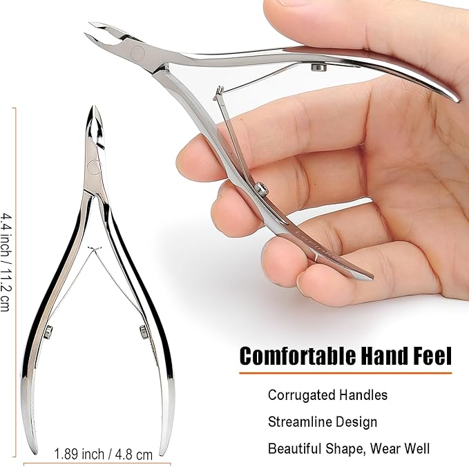 LePinko Salon-Quality Cuticle Trimmer with Cuticle Pusher, Super Labor-saving Cuticle Cutter, Sharp Cuticle Clippers for Manicurist, Professional Pedicure Manicure Nail Care Tool, 5mm Jaw