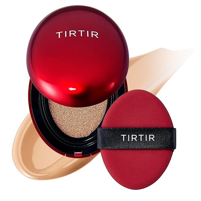 TIRTIR Mask Fit Red Cushion Foundation | Full coverage, Weightless, Skin fit, Satin Glow Finish, Korean Makeup BB Foundation, beauty, Tattoo cover up, Buildable (#27C Cool Beige, 0.63 Fl Oz)