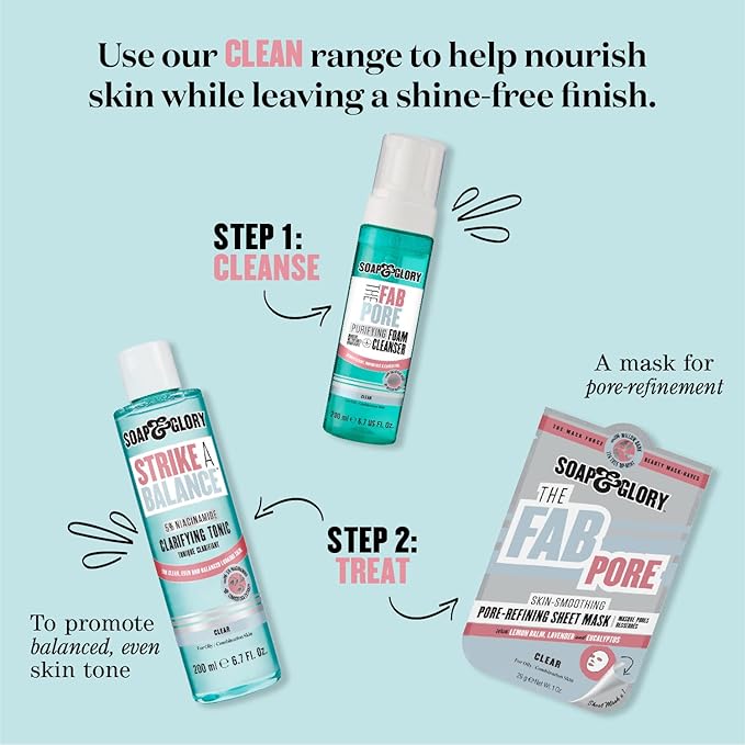 Soap & Glory Vitamin C Brightening Facial Cleanser - 3 in 1 Foaming Face Wash, Makeup Remover & Facial Exfoliant - Deeply Cleanses, Purifies & Hydrates for Radiant, Smooth Skin (11.8 fl oz)