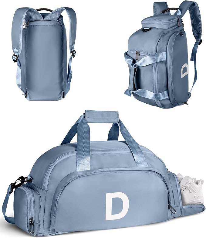 Teen Girls Gifts Trendy Stuff, Initial Gym Bags with Shoe Compartment, Dance Bag for Girls, Monogram Kid Overnight Bags, Small Travel Duffle Tote-Festival Gift for Daughter (Letter D)