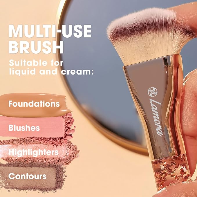 Blending Liquid Makeup Foundation Brush - Kabuki Contour Brush, Face Stippling Brush With Pro Quality Synthetic Dense Bristles For Buffing Mineral Cream, Powder, Blush
