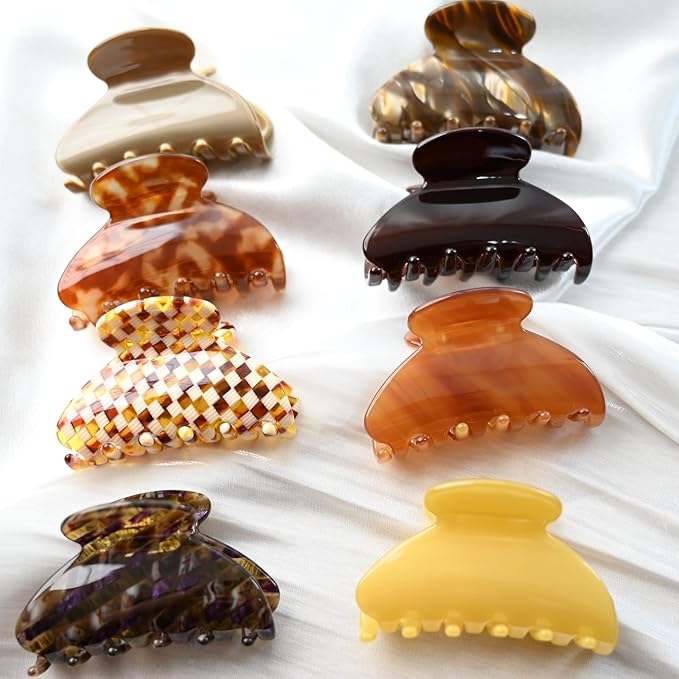 Handmade Celluloid Acetate French Design Barrettes Tortoise Shell Claws Hair Claw Luxury Fashion Accessories Hair Clip for Women (check)