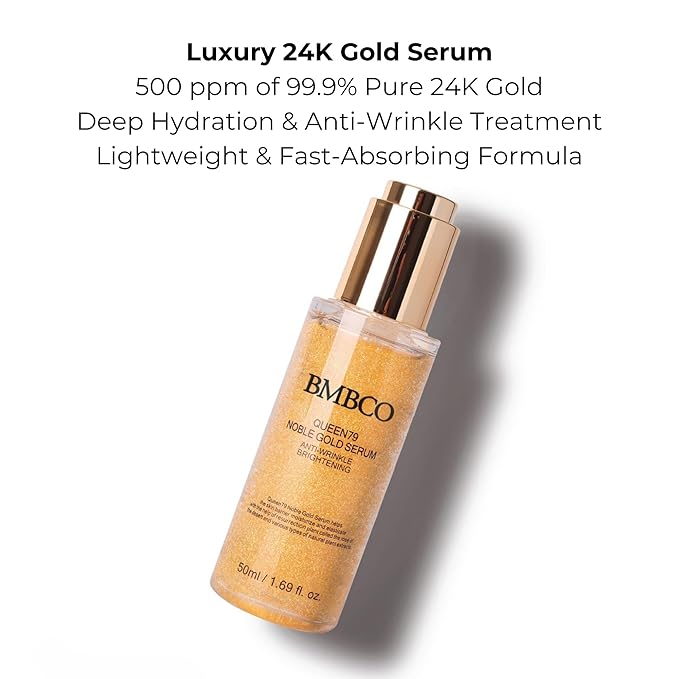 BMBCO 24K Gold Collagen Serum – Anti-Wrinkle & Skin Tightening, Deep Hydration & Brightening, EGF & Peptides Face Serum for Youthful Glow