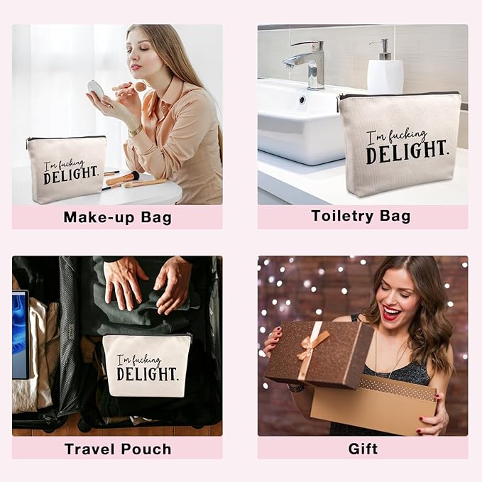 Funny Gag Gifts for Women Travel Cosmetic Bag, Funny Gifts for Friends Christmas Farewell Friendship Gifts for Women Friends Sister Coworkers Travel Makeup Bags