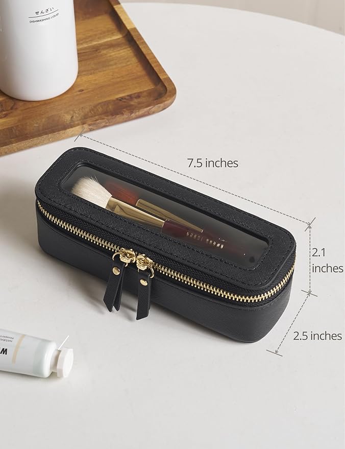 Popvibe Clear Makeup Bag Travel Cosmetic Case Transparent Toiletry Bag with Zipper, Portable Make Up Organizer Traveling Compact Car Bag for Essentials