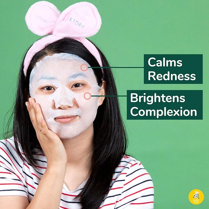 FACETORY K Beauty Face Mask Skin Care - Soothe Me Tea Tree 2-Step Sheet Mask with Tea Tree Extract & Chamomile + Soothing Ampoule | Skin Calming, Acne Clearing (10 Pack)