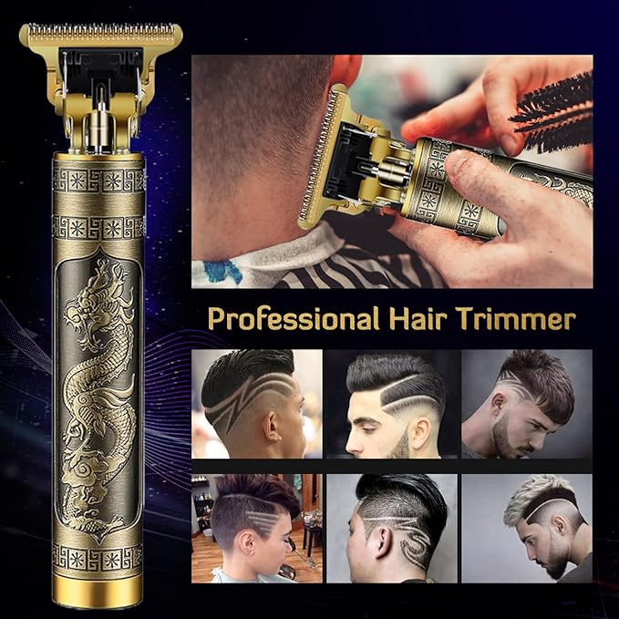 Professional Cordless Hair Trimmer, T-Blade Clippers for Men, Zero Gapped Rechargeable Beard Trimmer, Hair Cutting Kit With Guide Combs, Ear Spoon Tool Set