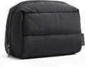 BAGSMART Travel Makeup Bag, Wide Opening Cosmetic Bag Compact & Spacious, Water-Resistant Travel Organizer Pouches for Women (Black)