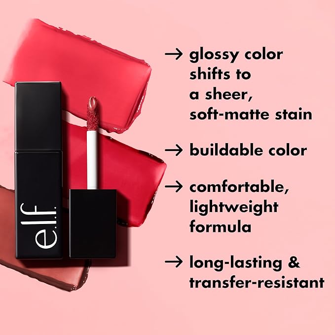 e.l.f. Glossy Lip Stain, Long-Lasting, Lightweight Lip Stain For A Sheer Pop Of Color & Subtle Gloss Finish, Vegan & Cruelty-Free, Fuchsia Fantasy