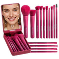 BS-MALL Travel Makeup Brush Set Foundation Powder Concealers Eye Shadows Makeup Set with LED light Mirror 14 Pcs (HotPink)
