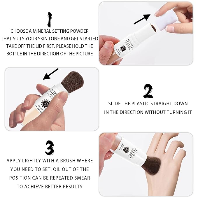 Sunscreen Setting Powder SPF 35, Mineral Brush Powder for Face & Scalp, Oil Control Natural Matte Finish Loose Powder Translucent Lasting Lightweight Breathable for All Skin (#02 Fair)