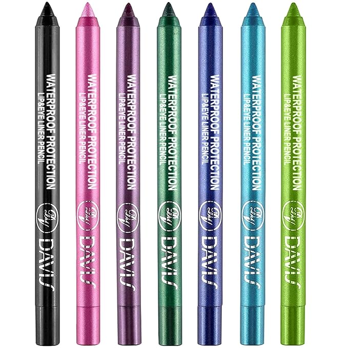 7 Colorful Eyeliner Pen Set, Eye Shadow Pencil, Pearl Eyeliner Kit Metallic Glitter Colored Eye liner for Women Eye&Lip Liner Professional Waterproof Eye Makeup (7PCS B)