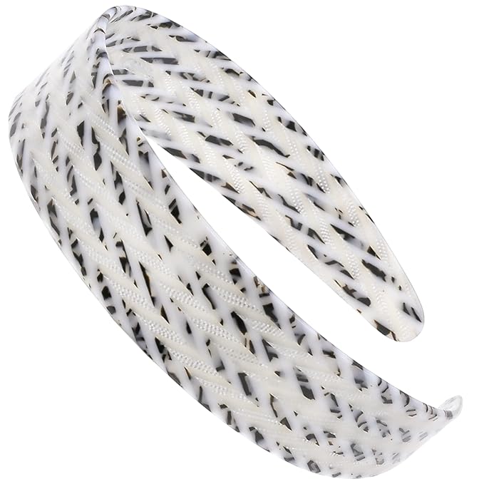Camila Paris CP3462 French Headband for Women, Handmade White and Gray, Strong Hold Grip Women's Hair Band, Ligth and Very Flexible, No Slip and Durable Styling Girls Hair Accessories, Made in France