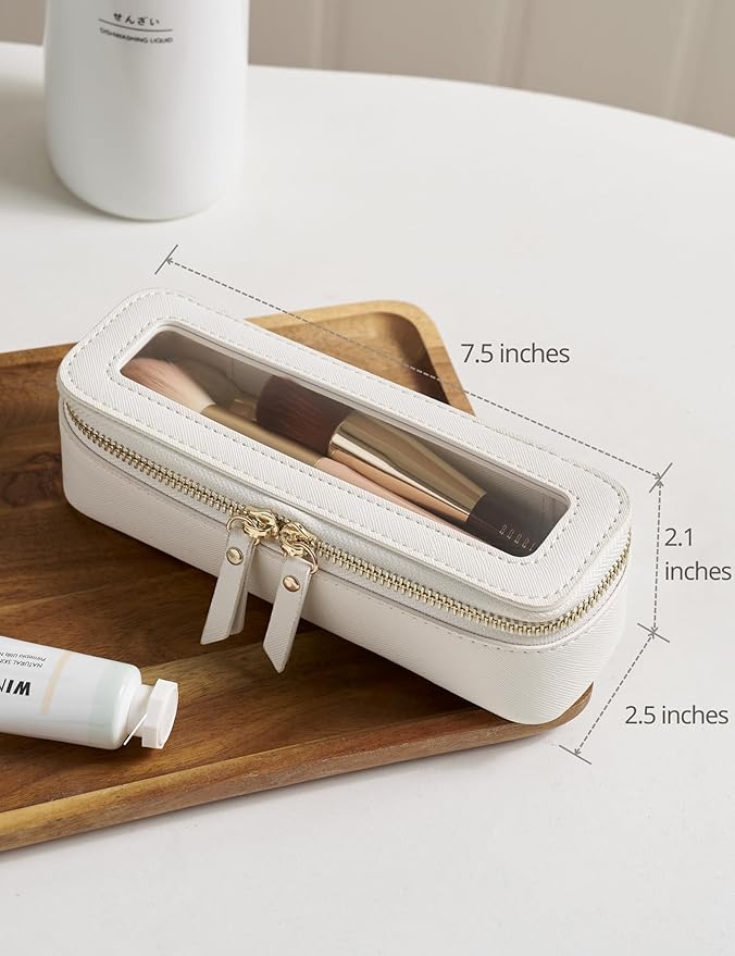 Popvibe Clear Makeup Bag Travel Cosmetic Case Transparent Toiletry Bag with Zipper, Portable Make Up Organizer Traveling Compact Car Bag for Essentials
