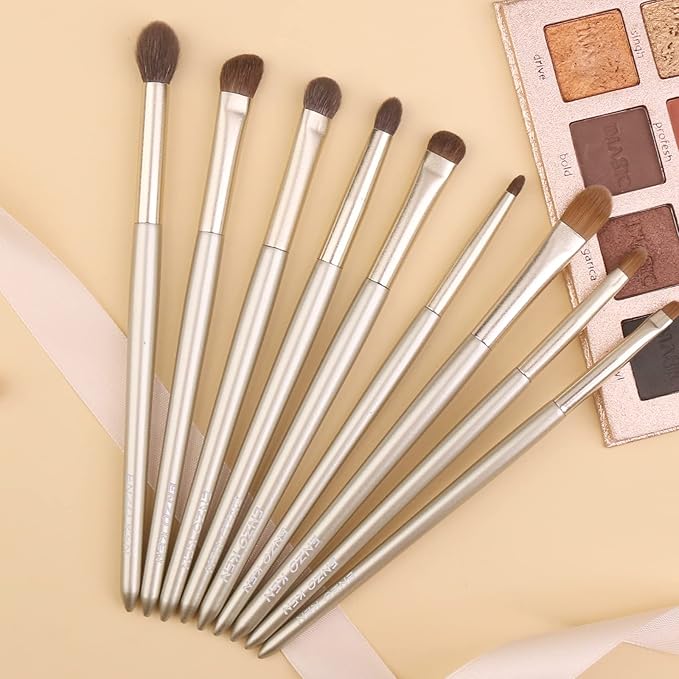 Natural Goat Hair Eye Shadow Brush Set, Pony Hair Eyeshadow Brushes Set, Small Nose Contour Brush, Angled Eyeshadow Brush, Eyeshadow Blending Brush, Eye Makeup Brushes Set Professional - E200