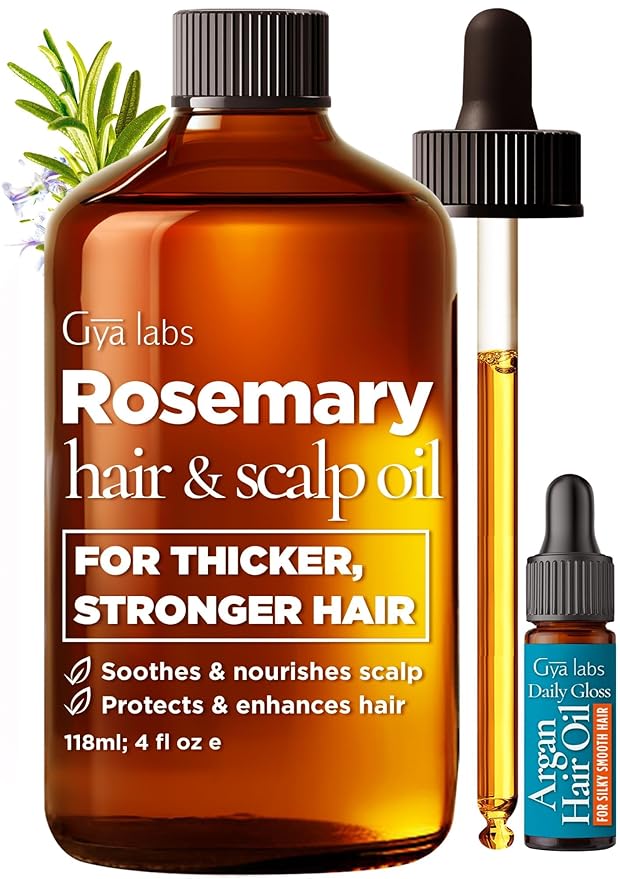 Gya Labs Rosemary & Castor Hair Oil - 4 Fl Oz - for Scalp Health, Strengthens & Protection from Damage