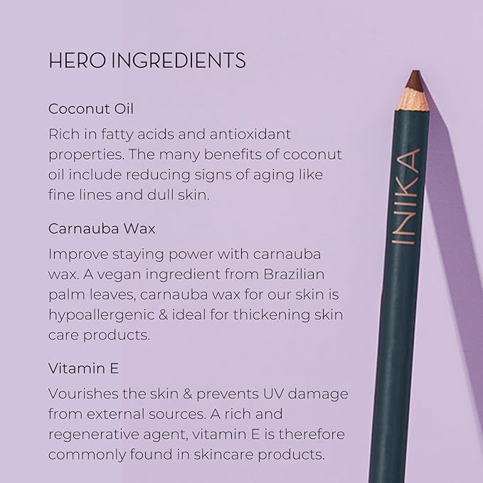 INIKA Organic Hypoallergenic Vegan Eye Pencil: Long-Lasting, Water-Resistant Makeup, Richly Pigmented with Vitamin E and Coconut Oil, Gentle for Sensitive Eyes, Cruelty-Free & Sustainable Packaging