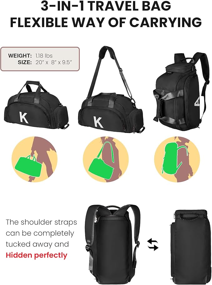 4 Year Old Boy Birthday Gifts, Initial Gym Bags with Shoe Compartment, Dance Bag for Girls, Monogram Kid Overnight Bags, Travel Duffle Tote-Perfect for Sport Gymnastics Cheer (Letter V)