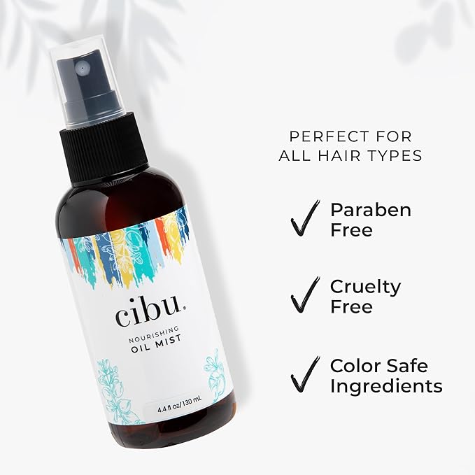 CIBU Nourishing Lightweight Oil Mist with Argan Oil for Hair Growth - Nourishing Treatment for Heat Protection and Leaves Hair Shiny, Soft, and Manageable - Anti Breakage Formula - 4 Ounces