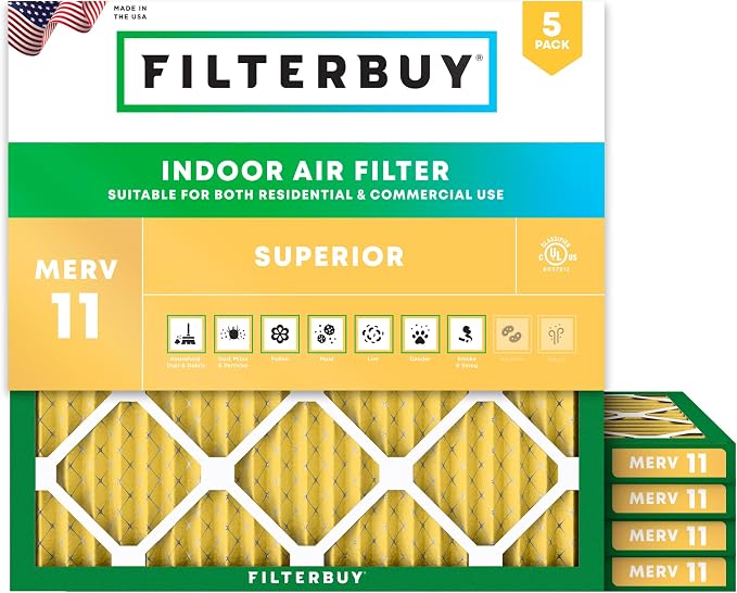 Filterbuy 18x18x1 Air Filter MERV 11 Superior Pet & Allergy Defense, by Filterbuy
