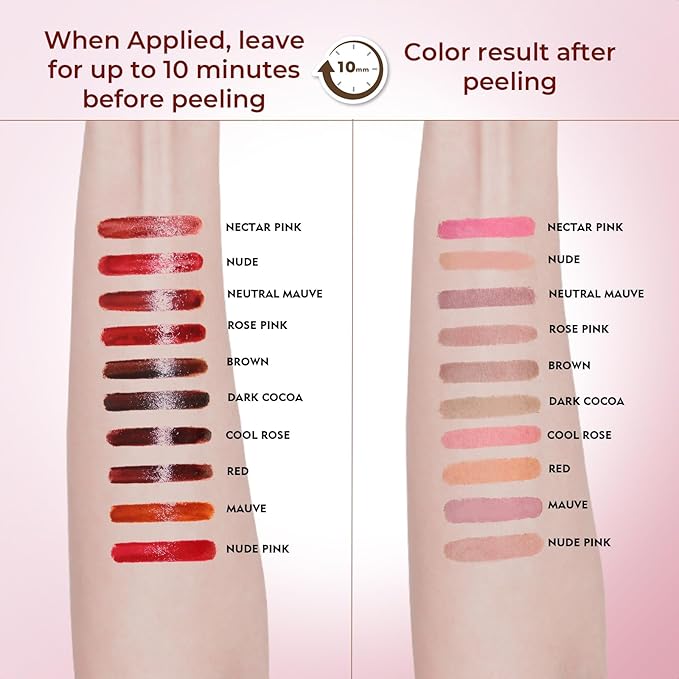 Lip Liner Stain Peel Off with Tweezer, Long Lasting Matte Lip Tattoo, Highly Pigmented Color Lip Makeup, Waterproof, Transfer-proof Lipstain for Women, Nude Pink
