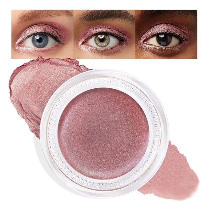Cream Glitter Rose Shimmer Metallic Eyeshadow Palette Makeup, Natural Single Mini Instant Holographic Eyeshadow For Older Women, Sombras Crema Para Ojos, Talc, Paraben & Cruelty Free, 27