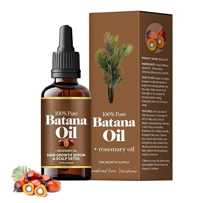 Batana Oil with Rosemary for Hair Growth,100% Organic Batana Oil from Honduras with Rosemary,Nourishes hair, for All Hair Types, 30ml / 1 Fl Oz (1pcs), Brown