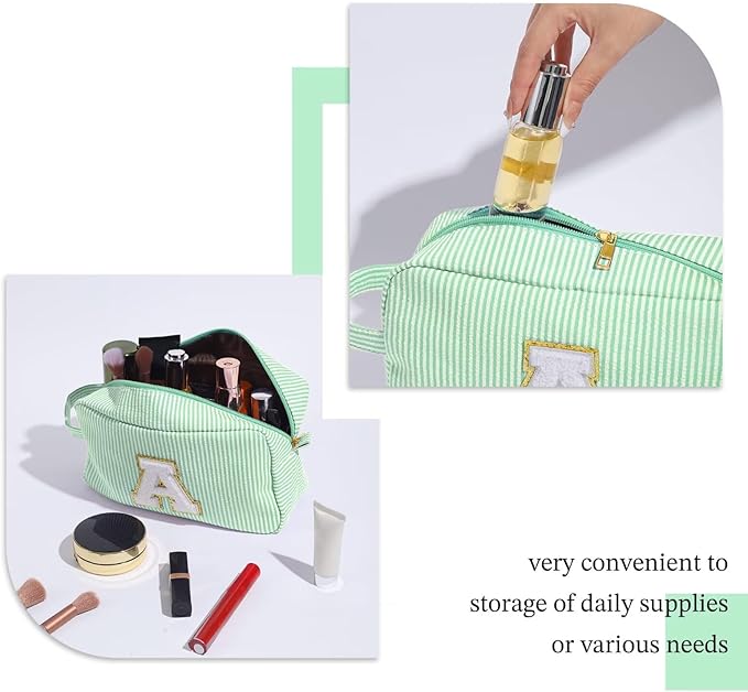 YOOLIFE Graduation Gifts for Women Teen Girls - Graduation Gifts for Her, Graduation Party Favor, Personalized Monogram Initial Green Makeup Bag for Teen Girl Gifts Trendy Stuff, Girls Makeup Bag G