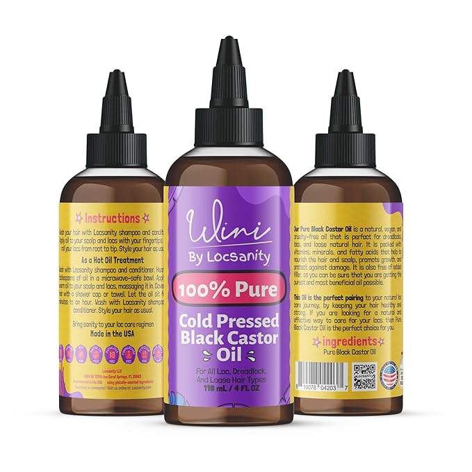 Locsanity Wini 100% Pure Oil 4 Pack, Jojoba, Argan, Coconut, Black Castor, 4 Fl Oz Each