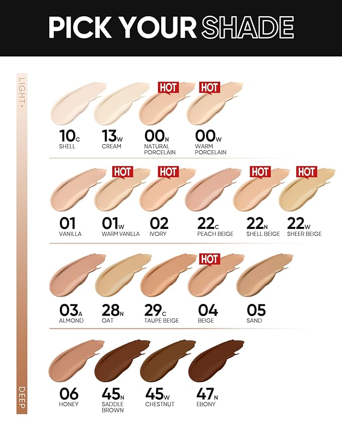 Full Coverage Cushion Foundation, Weightless, Skin Fit, Satin Glow Finish, Oil-Control Waterproof Foundation, Sweatproof Flawless BB Cream CC Korean Makeup,Tattoo Cover Up, Buildable(#47N Ebony)