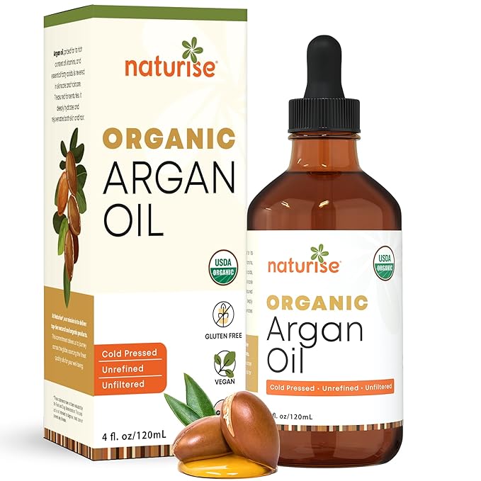 USDA Organic Argan Oil for Hair & Skin – 100% Pure Argan Oil of Morocco for Face, Skin Moisture & Hair Growth – Vegan, Non-GMO, Cold Pressed & Unrefined Oils in Glass Bottle (4 fl. oz.)